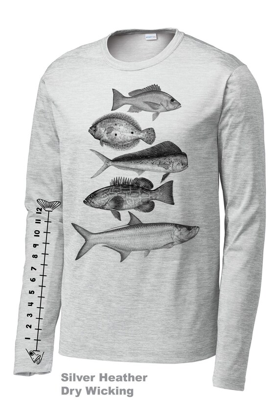 Ocean Fish Shirt saltwater Fishing With Ruler to Measure Fish