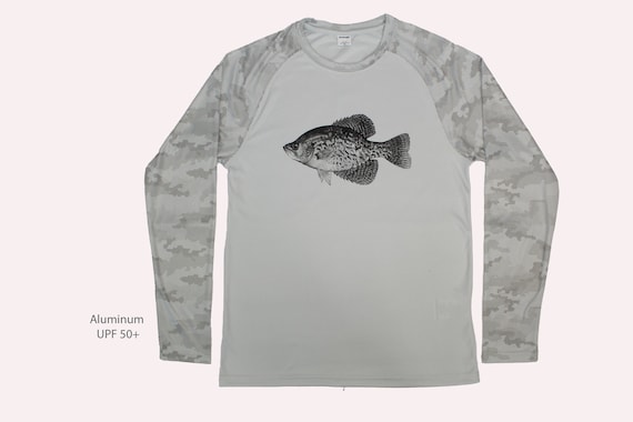 Crappie Fishing T-shirt UPF 50 Camo Hex/ Vintage Mineral Washed Cotton  Great Gift 