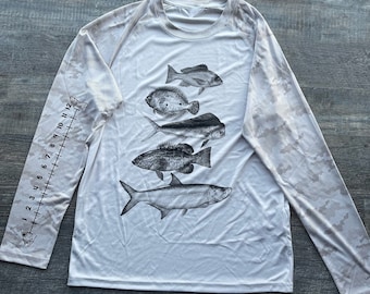 Ocean Fish Shirt (Saltwater fishing) With Ruler To Measure Fish-Unisex