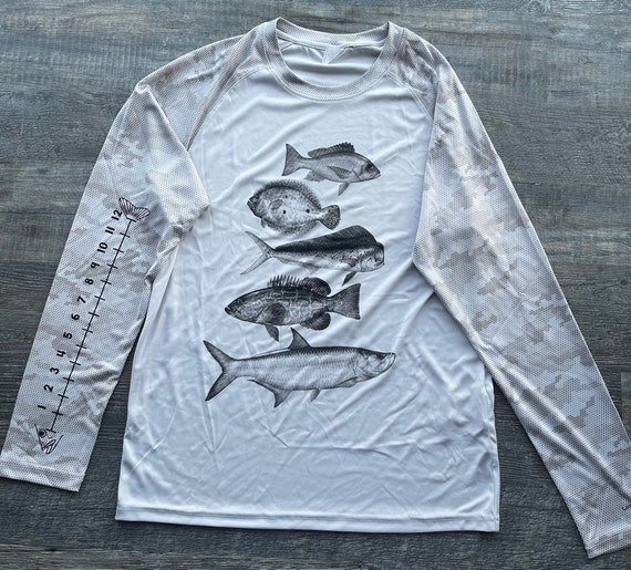 Ocean Fish Shirt saltwater Fishing With Ruler to Measure Fish