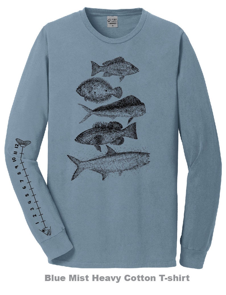 Ocean Fish Shirt Saltwater fishing With Ruler To Measure Fish-Unisex Blue Mist