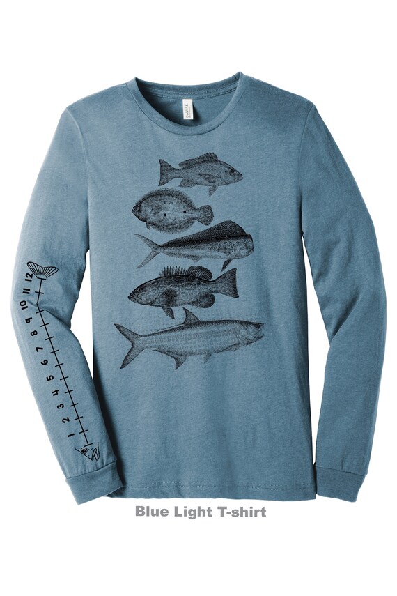 Ocean Fish Shirt saltwater Fishing With Ruler to Measure Fish