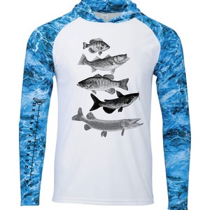 Dry Wicking Fishing Shirt With Ruler To Measure Fish-Unisex-Freshwater Fish NauticalHoodedUPF50+