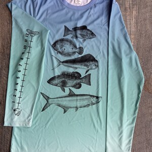 Ocean Fish Shirt Saltwater fishing With Ruler To Measure Fish-Unisex BlueMist LightTeal