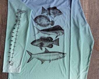 Ocean Fish Shirt saltwater Fishing With Ruler to Measure Fish-unisex -   UK