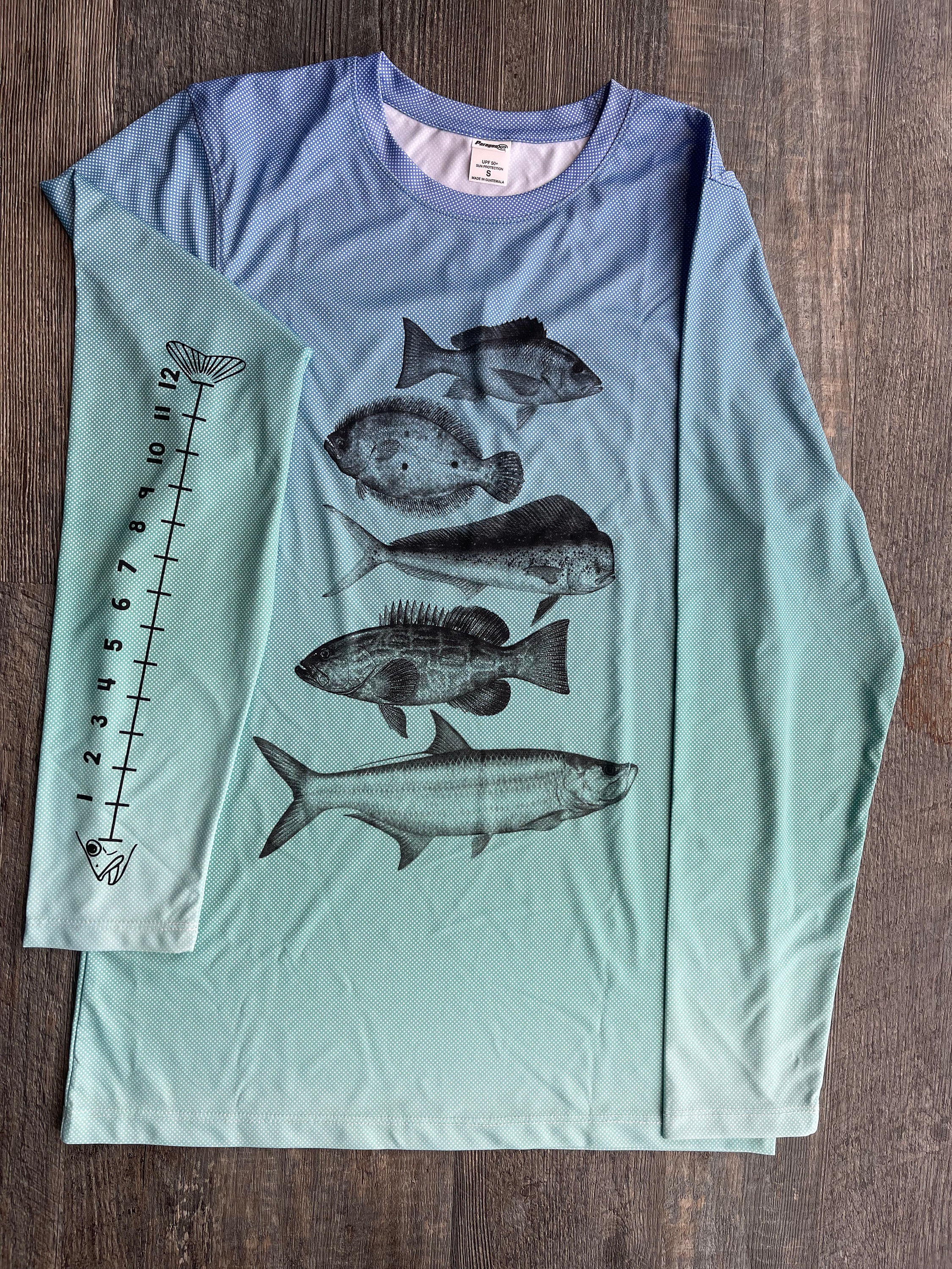 Cotton Kids Fishing Shirt with Ruler to Measure Fish- Youth Sizes