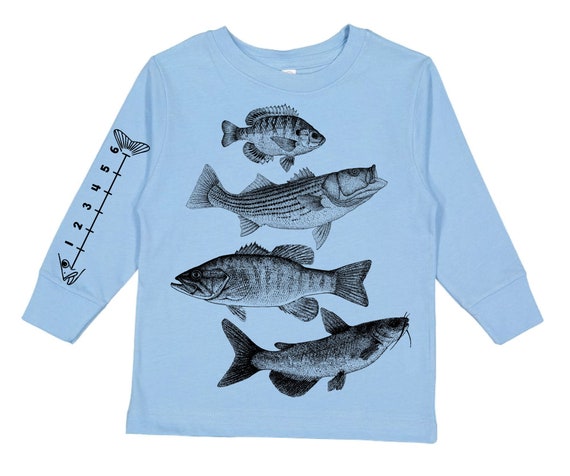 Toddler Fishing Shirt With Ruler to Measure Fish Kids Long Sleeve