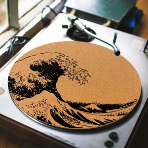 Turntable Slipmat - The Great Wave Kork Plattenspieler Matte - DJ Slip mat
