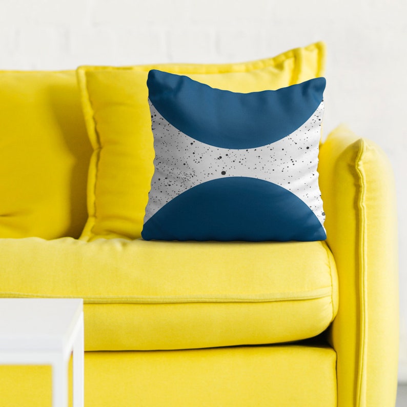 Monochrome Navy Pattern Cushion Cover Double Sided Printed Etsy