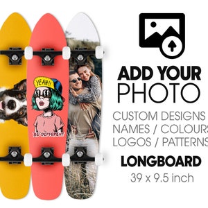 Custom Printed Longboard Skateboard Deck - 39&quot; x 9.5&quot;