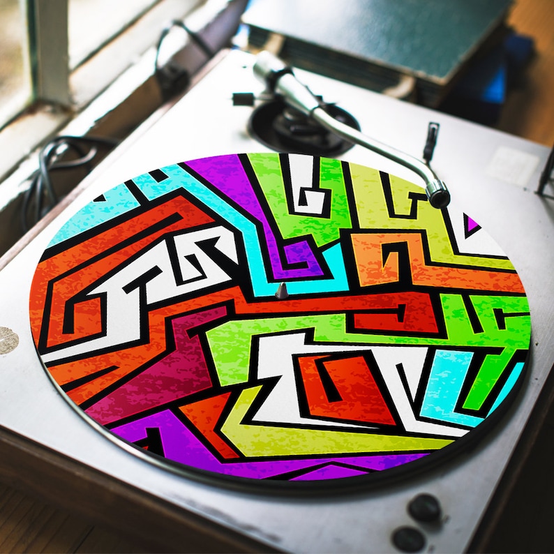 Feutrines Hip Hop Graffiti DJ des années 80 / feutrines pour platine vinyle Technics Stanton image 2