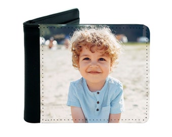 Personalised Mens Leather Photo Wallet - PREMIUM - add any photo or image!