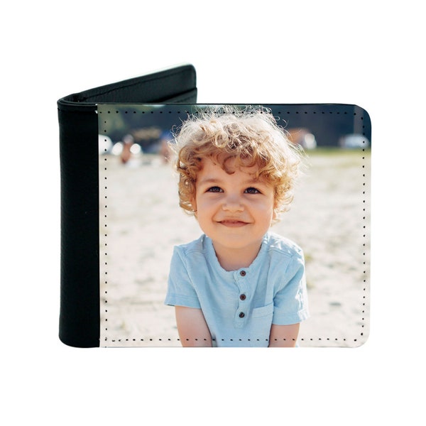 Personalised Mens Leather Photo Wallet - PREMIUM - add any photo or image!