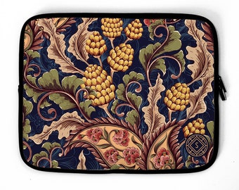 Paisley Vintage Pattern Monogram Personalised Laptop Sleeve, floral tropical navy case, laptop bag, Fits ALL Laptops