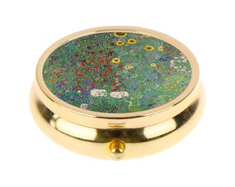 Pillendose - Bauerngarten von Gustav Klimt - Vintage Kunst Medizin Organizer Dunkel Academia Accessoire - Dunkles Cottagecore Dekor - Kunst Pillendose