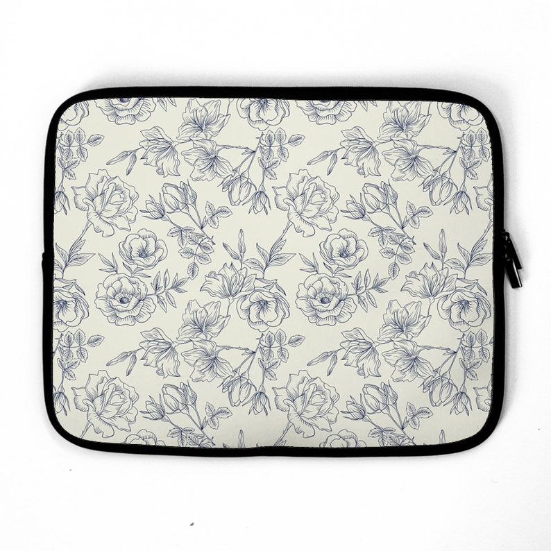 ROSES OUTLINE Laptop Sleeve, Hand Drawn laptop case, laptop sleeve, laptop bag, MacBook, 12' 13' 14' 15' 16' 