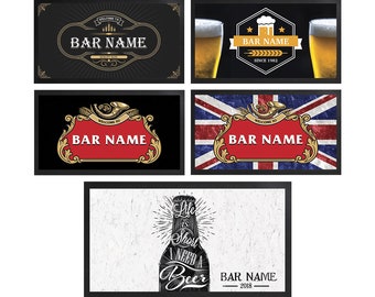 Personalised Bar Runner - Home Bar Spill Mat Gift - Personalised Rubber Mat Bar Decor - Bar Accessories Gift for Men
