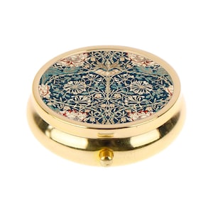 Pill Box HONEYSUCKLE Art Nouveau Pill Container Pocket Medicine Pill Box William Morris Honeysuckle Print Pill Case Holder Floral Pill Box