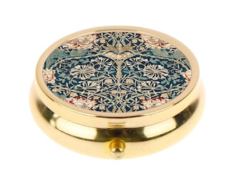 Pill Box HONEYSUCKLE Art Nouveau Pill Container Pocket Medicine Pill Box William Morris Honeysuckle Print Pill Case Holder Floral Pill Box