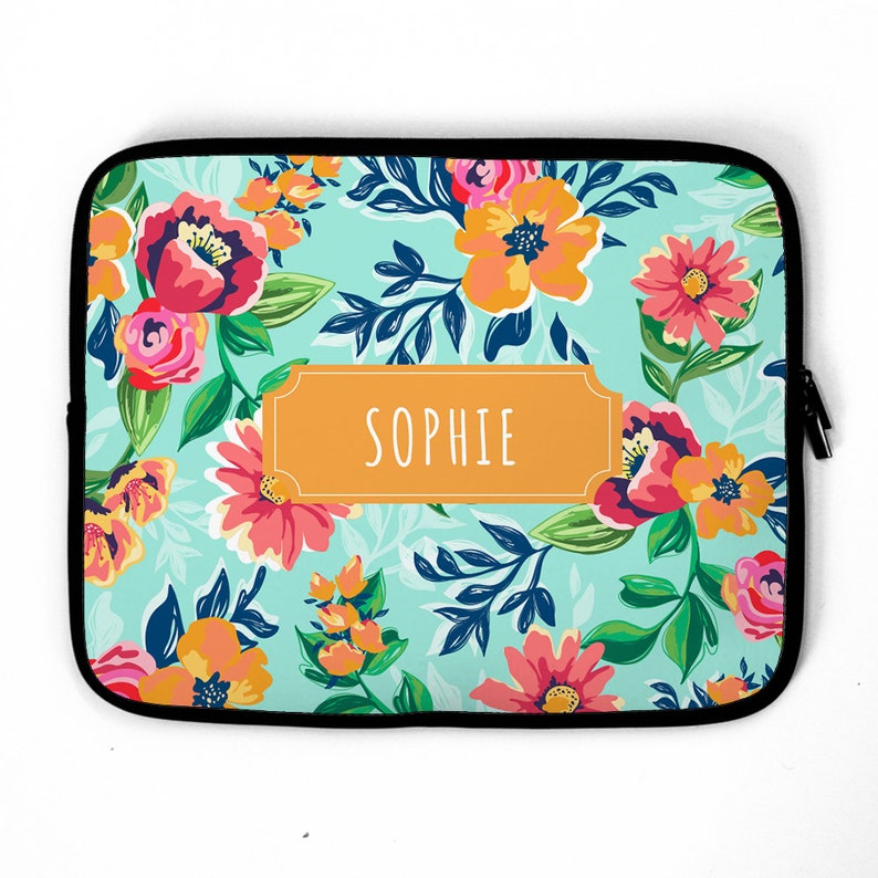Personalized Floral Laptop Sleeve Personalised Laptop Case Etsy