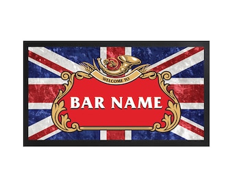 Personalised Union Jack Bar Runner - Small Bar Runner / Man cave gift / Home Bar / Thin Bar Mat / Bar accessories / Home Bar accessory