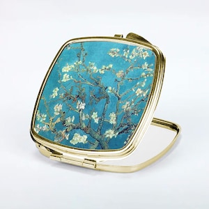 Almond Blossom Compact Mirror William Morris Pocket Mirror wedding Keepsake Gold & Silver Bridesmaids Gifts, Floral Art Deco Vintage Mirror