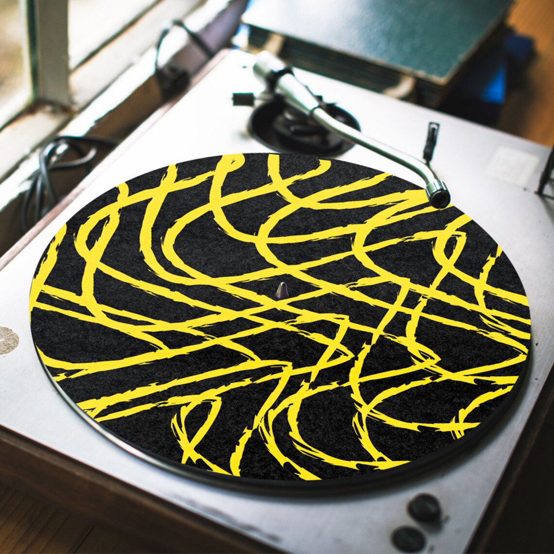 Black & Yellow Art Vinyl DJ Slipmat / Turntable SLIP MATS Etsy