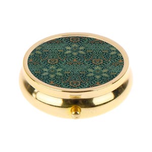 William Morris Ispahan Pill Box Art Nouveau Pill Container Pocket Medicine Pill Box William Morris Print Case Holder Floral Birds Pill Tin