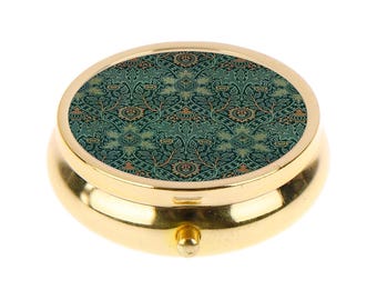 William Morris Ispahan Pill Box Jugendstil Pillenbehälter Tasche Medizin Pillendose William Morris Druck Fall Halter Floral Vögel Pill Dose