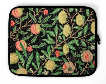 Funda para portátil William Morris Fruit, funda para portátil, bolso para portátil, compatible con TODAS las portátiles de 13", 14", 15", 16" y 17", color negro.