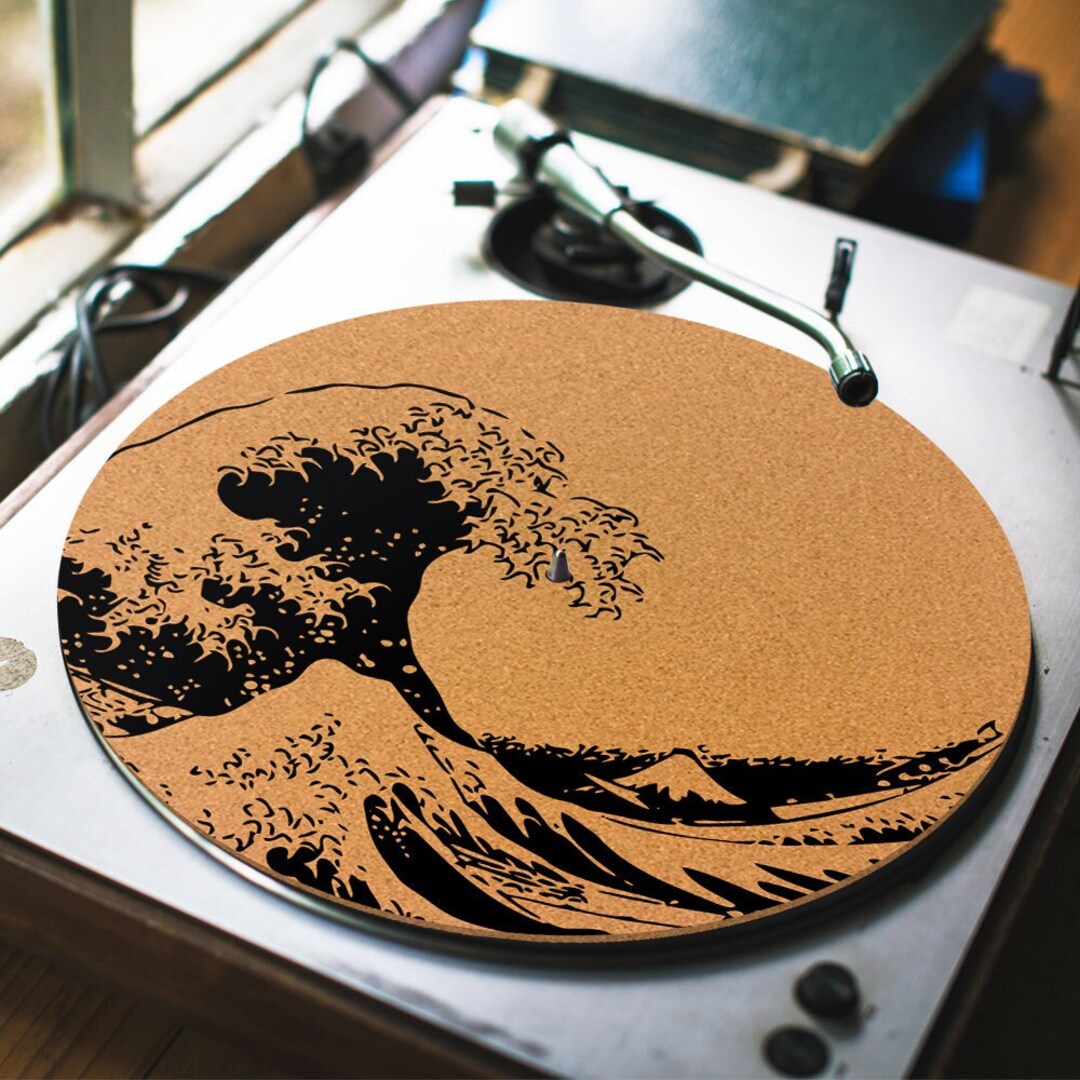 seletti グラフィックマット Turntable Slipmat - the Great Wave Cork Turntable Mat - DJ Slip