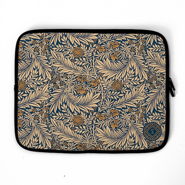 Intense Monogram Personalized Laptop Sleeve, floral tropical navy case, laptop bag, Fits ALL Laptops