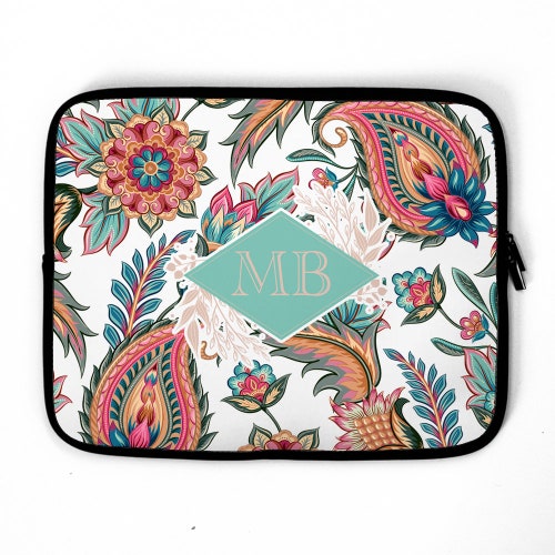 Personalized Hand Drawn Floral Laptop Sleeve Personalised Etsy