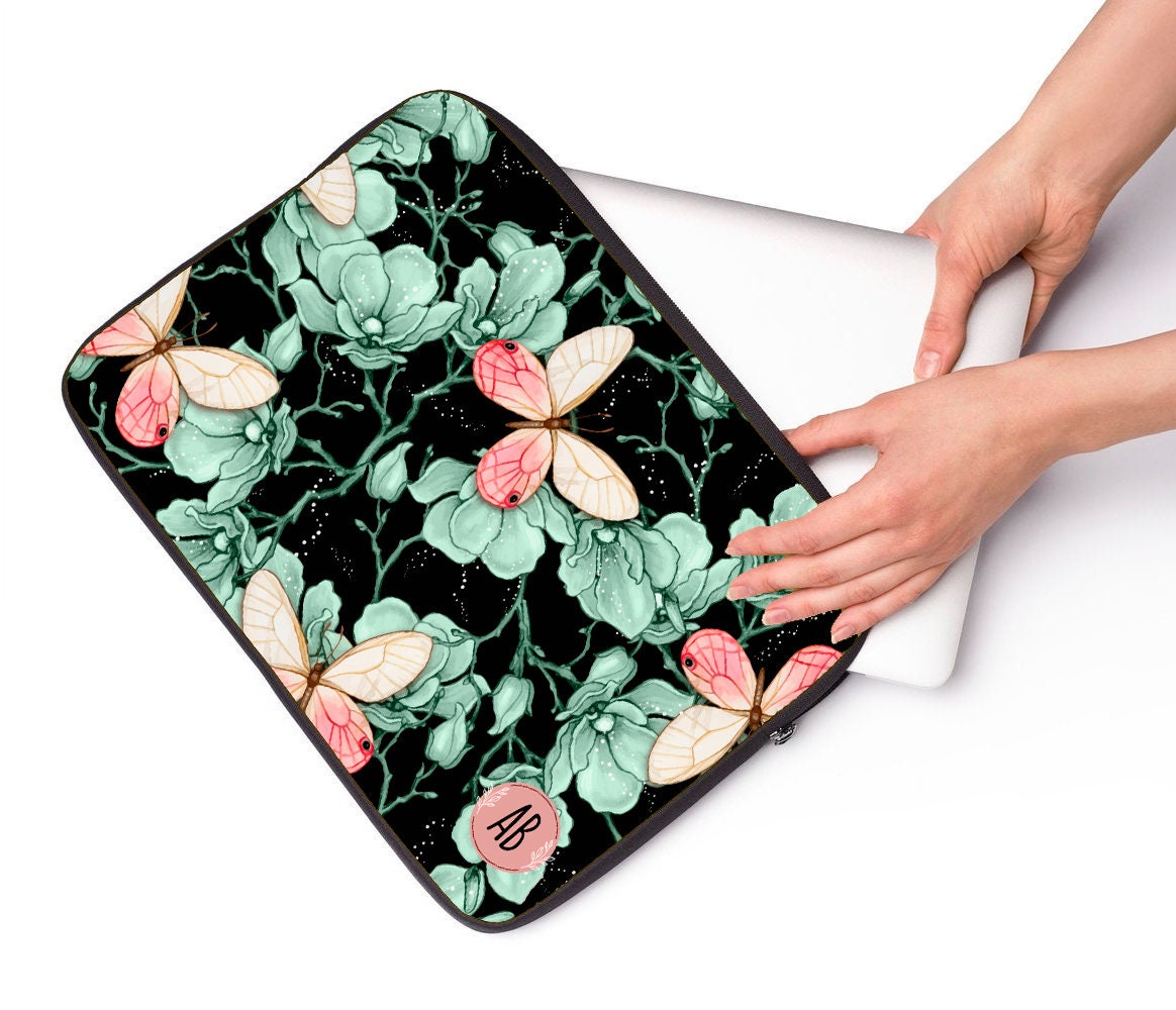 Personalised Dark Butterfly Monogram Laptop Sleeve Etsy