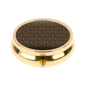 Art Deco Pill Box Art Nouveau Pill Container Pocket Medicine Pill Box Pill Case Holder Floral Birds Pill Box Black Silver Gold