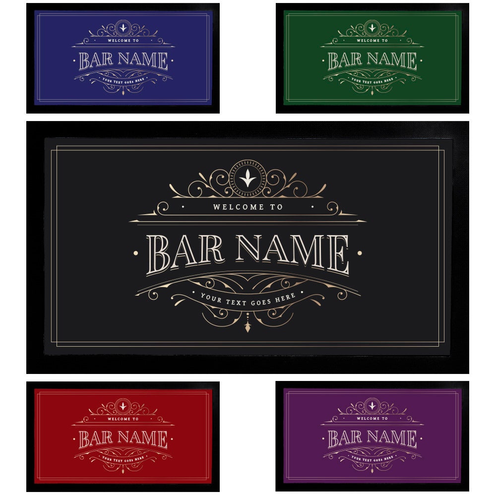 Personalised Vintage Bar Runner Mat For Home Bar, Custom Bar Runner, Man Cave Decor, Bar Runner Mat, Personalised Gift, Rubber Bar Mat