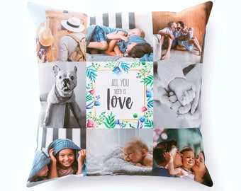 Housse de coussin photo collage personnalisée - recto-verso - personnalisée - impression bord à bord !