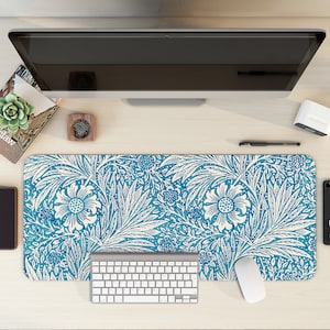 William Morris Blue Pattern Large XL desk mat / custom desk mat desk pad / desk accessories / desk pad / cute desk mat / mouse mat / vintage