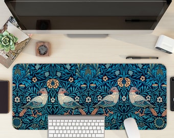 William Morris Birds Large XXL desk mat / custom desk mat desk pad / desk accessories / desk pad / cute desk mat / mouse mat / vintage