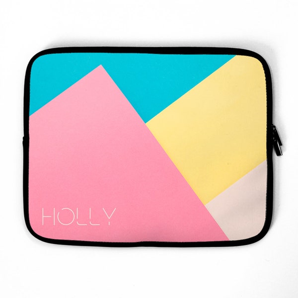 Personalized Multicolored Geometric Laptop Sleeve, personalised laptop case, flower Print, device sleeve, laptop bag
