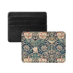 William Morris Honeysuckle Cartera del titular de la tarjeta de crédito - Titular de la tarjeta de visita de cuero vegano, cartera, titular de la tarjeta, cartera delgada, regalarle su