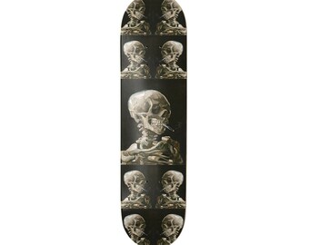 Head of a skeleton with a burning cigarette Printed Skateboard Deck or Decal / Skin - Vincent van Gogh