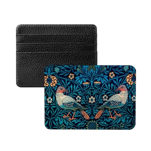 Carteira porta-cartão de crédito William Morris Birds - porta-cartões de visita em couro vegano, carteira, porta-cartões, carteira fina, presente