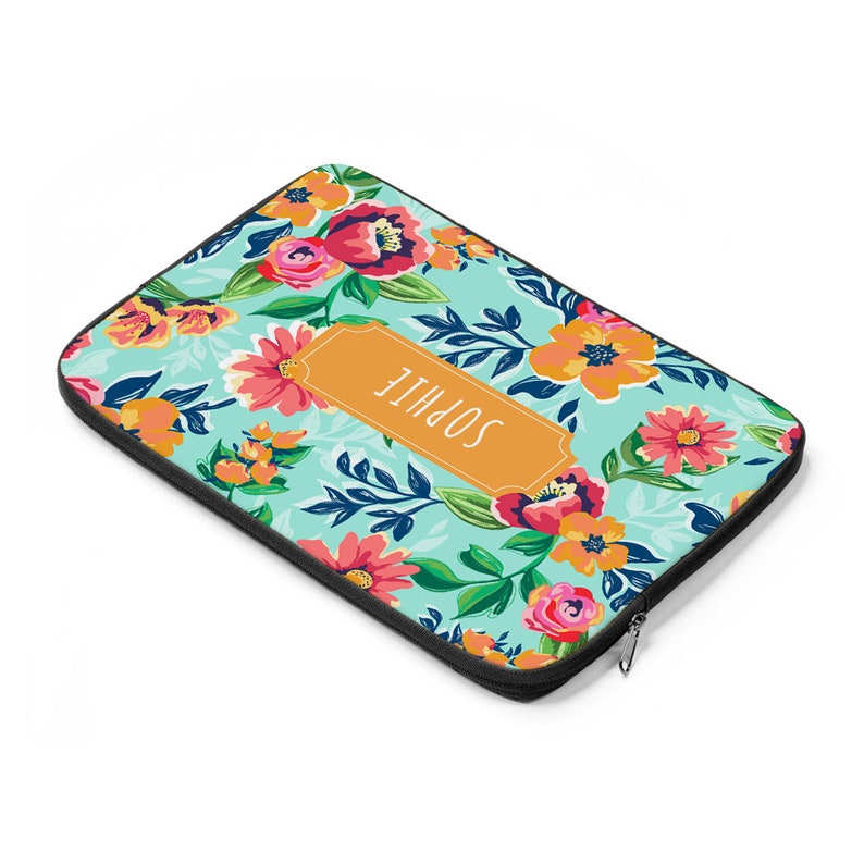 Personalized Floral Laptop Sleeve personalised laptop case Etsy