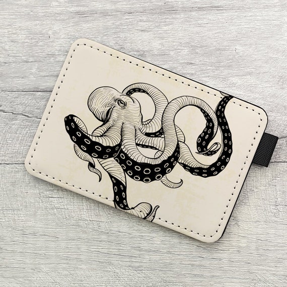 Portafoglio del portacarte di schizzo octopus Pelle Vegana Etsy