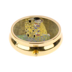 Pill Box - The Kiss by Gustav Klimt - Vintage Art Medication Organiser Dark Academia Accessory - Dark Cottagecore Decor - Art Deco pill case