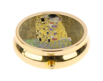 Pillendose - Der Kuss von Gustav Klimt - Vintage Medizin Organizer Dunkles Academia Accessoire - Art Deco Pillendose