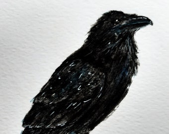 Raven on a Rock - Blank Greetings Card.