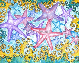 Giclee art print of 'Super Starfish' by Gem Reece-Holloway - 2 sizes available.