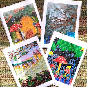 Pack de cartes à thème fantastique - lot de 4 vierges à l'intérieur - amusement, fantaisie, art,
